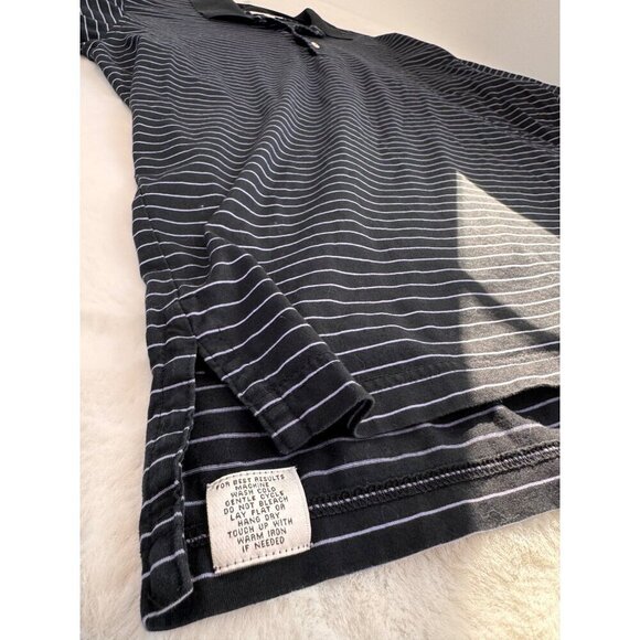 Peter Millar Men's Size L Striped Polo Shirt Black - Picture 8 of 10